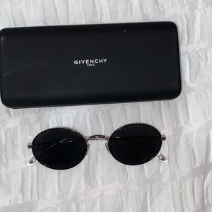 Givenchy silver and black oval sunglasses